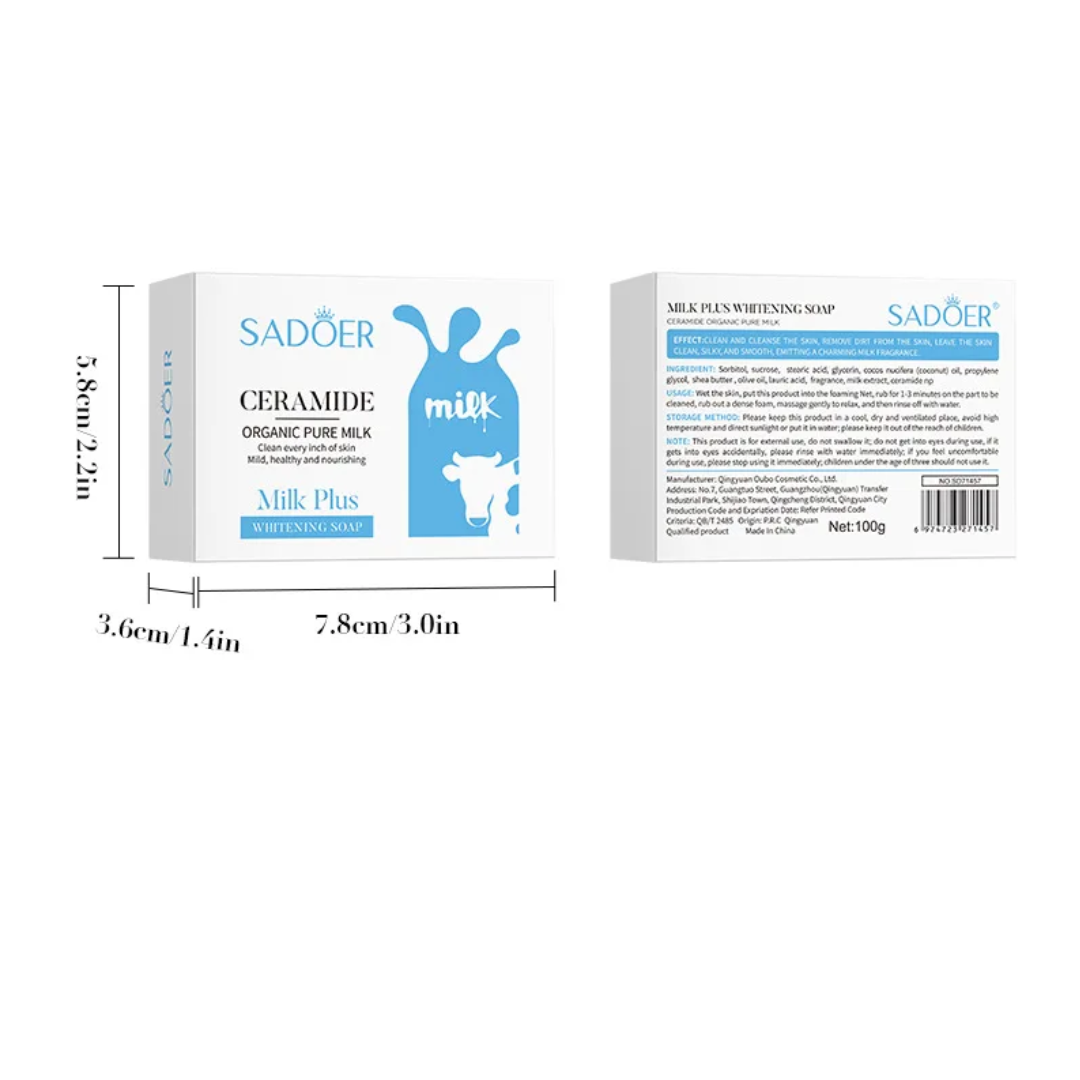 Sadoer Ceramides Organic Milk Soap for Face and Body, 100 g