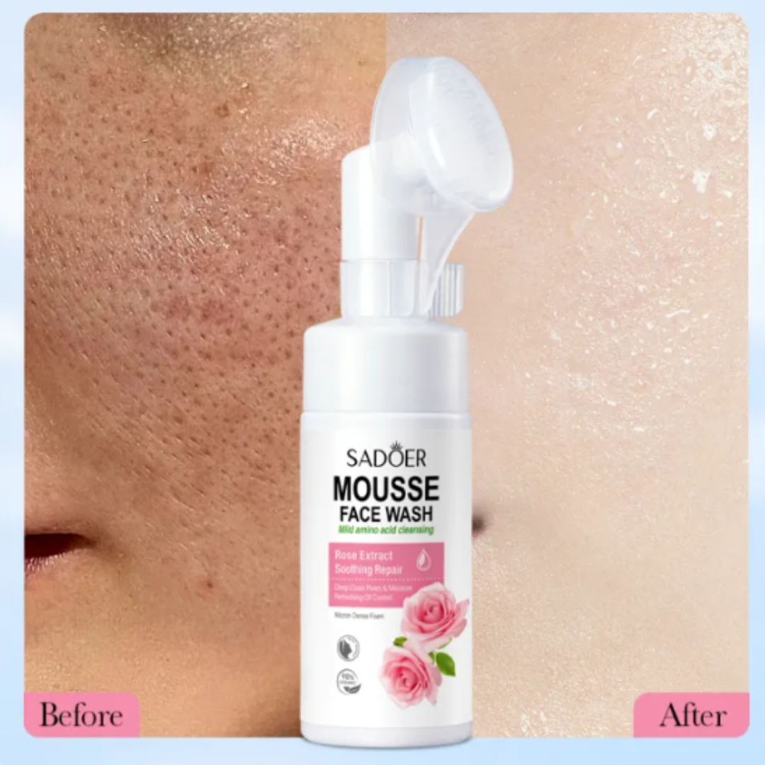 SADOER Rose Mousse Face Wash Moisturizing Foam Cleanser 120ml