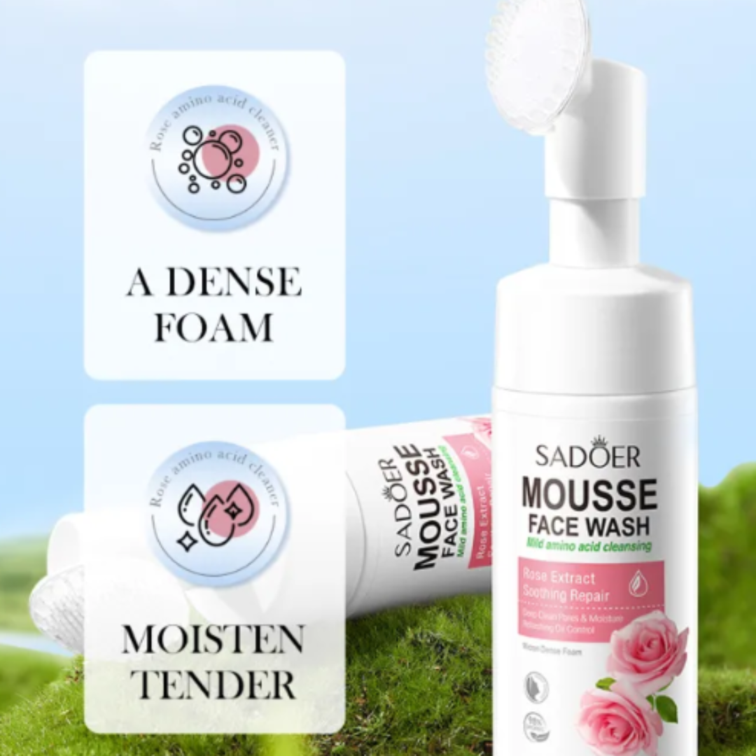 SADOER Rose Mousse Face Wash Moisturizing Foam Cleanser 120ml