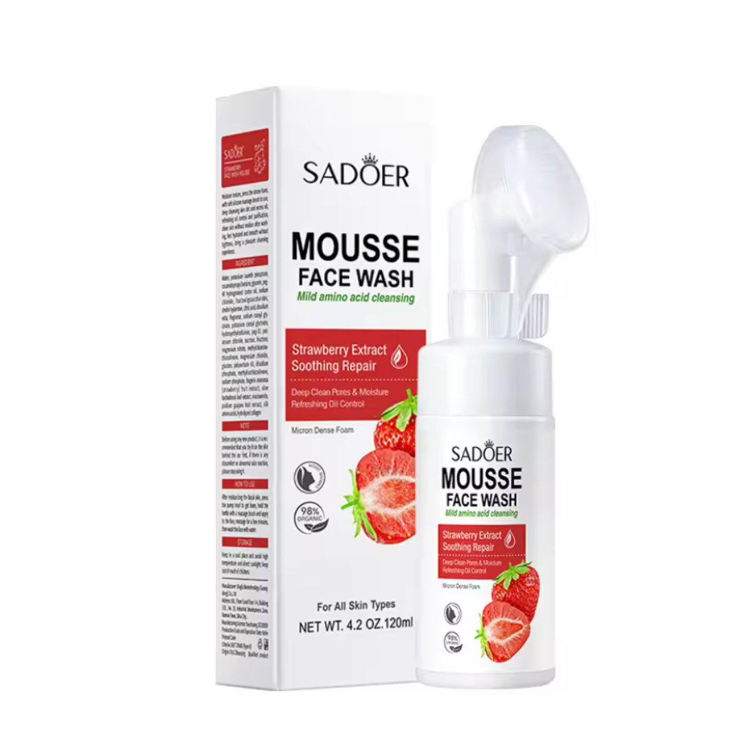 SADOER Mousse-foam for washing with strawberry extract, 120 ml.